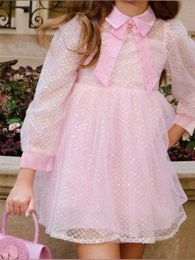 Lola + the boys Sequin Bow Dress Size 10 in Pink
